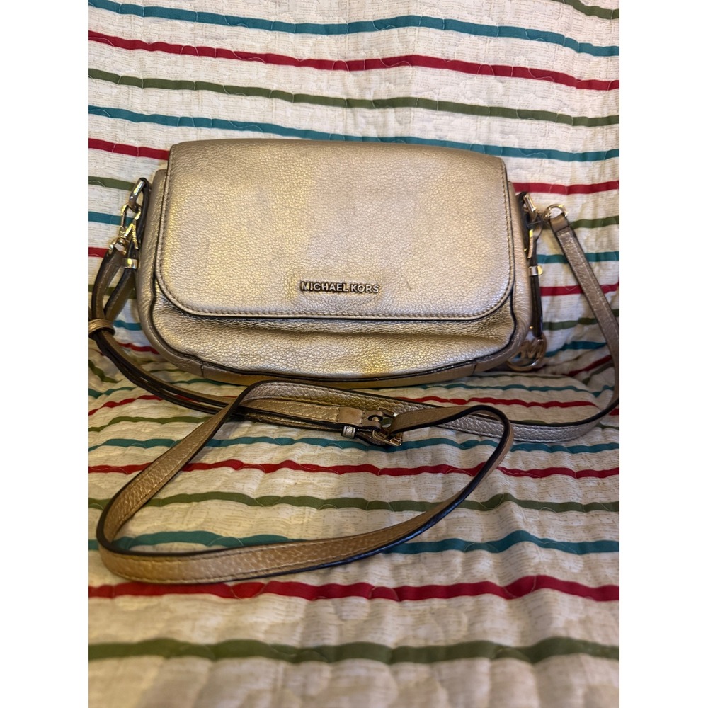 Michael Kors Metallic Gold Pebbled Leather Flap Crossbody Bag